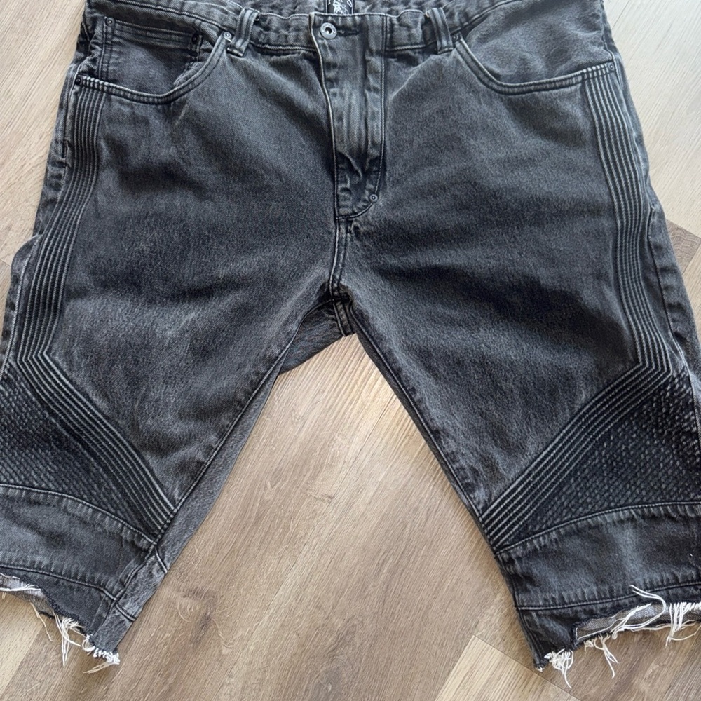 PRPS Black Jean Shorts Distressed Cut-Off Style